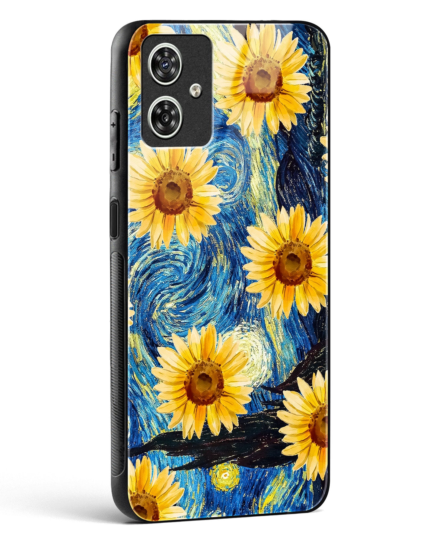 Luminous Sunflower Art Glass Phone Case-Moto G54 5G