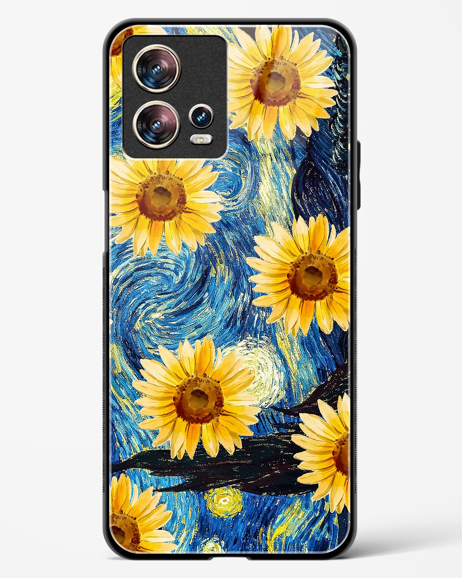Luminous Sunflower Art Glass Phone Case-Motorola Edge 30 Fusion