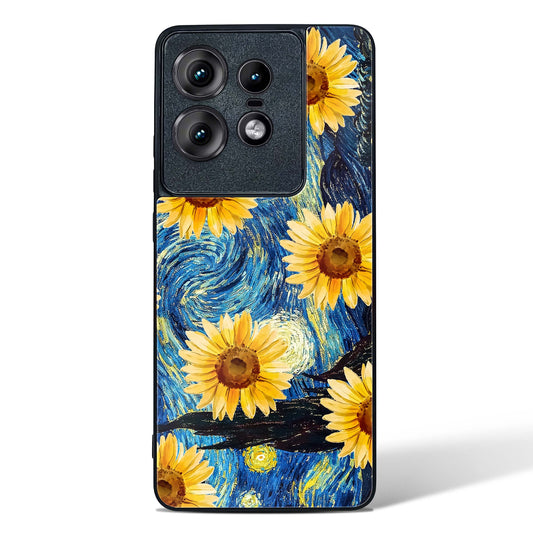 Luminous Sunflower Art Glass Phone Case-Motorola Edge 50 Pro