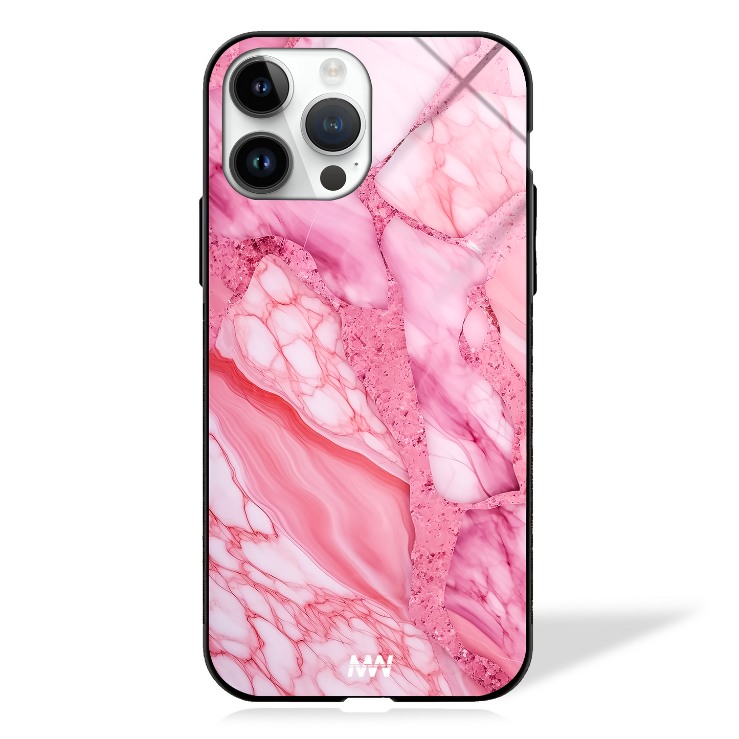 Rose Quartz Marble Design Glass Case