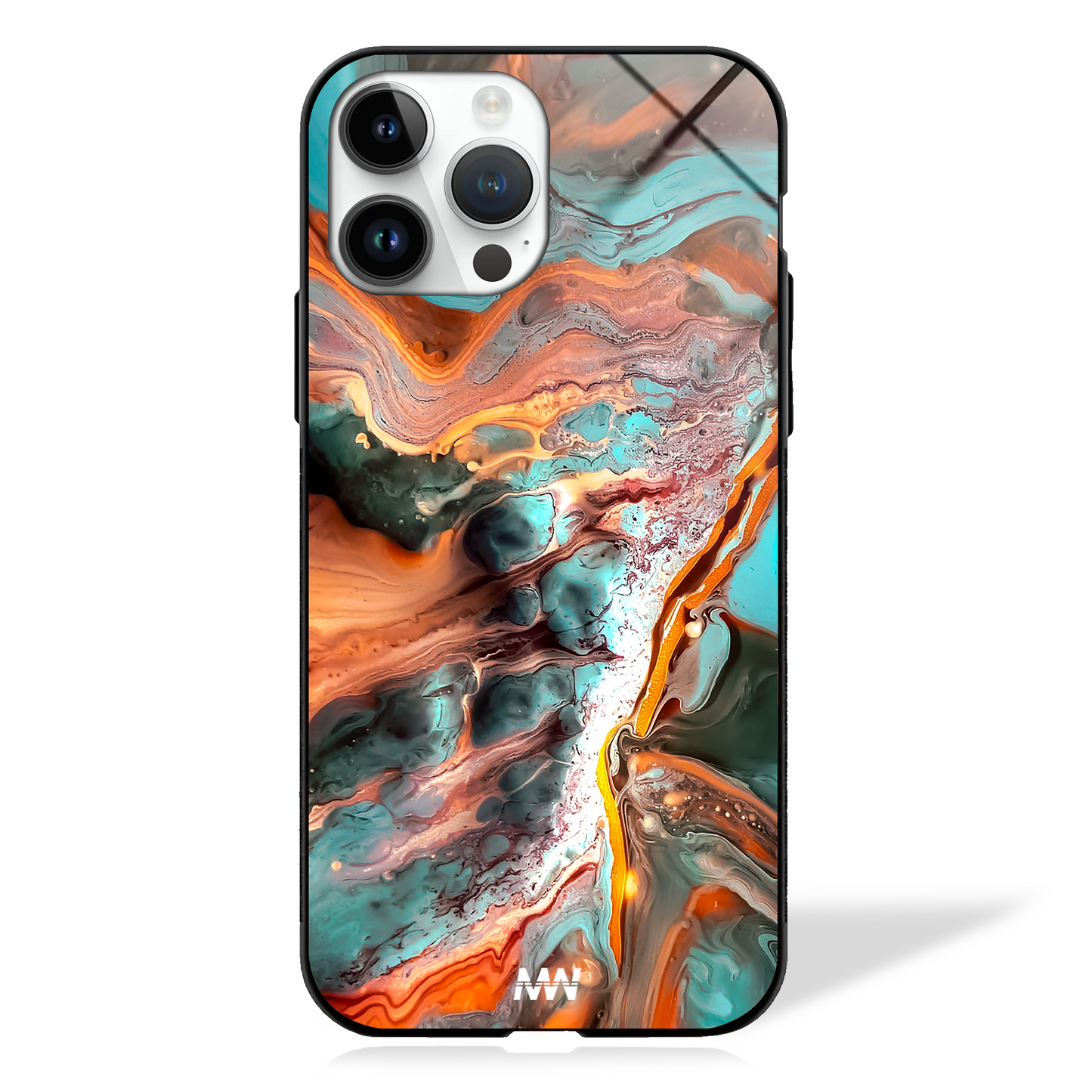 Teal Inferno Marble Glass Case