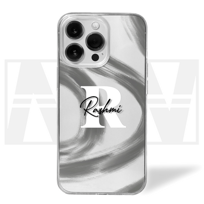 Signature Swirl Custom Name Clear Silicone Case