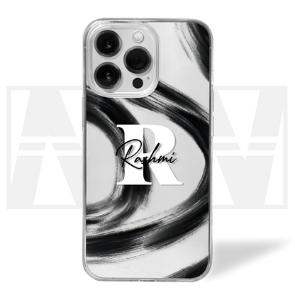 Signature Swirl Custom Name Clear Silicone Case