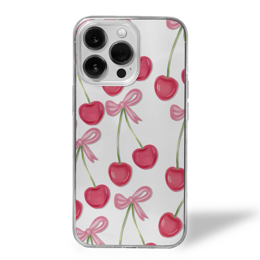Blushberry Ribbons Clear Silicone Case