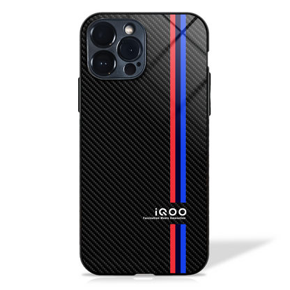 Cool Racing Stripes White Carbon Pattern Glass Case (White & Black)