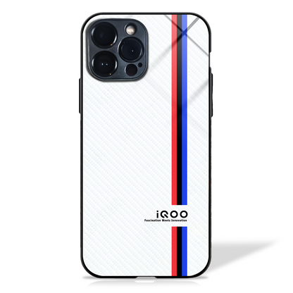 Cool Racing Stripes White Carbon Pattern Glass Case (White & Black)