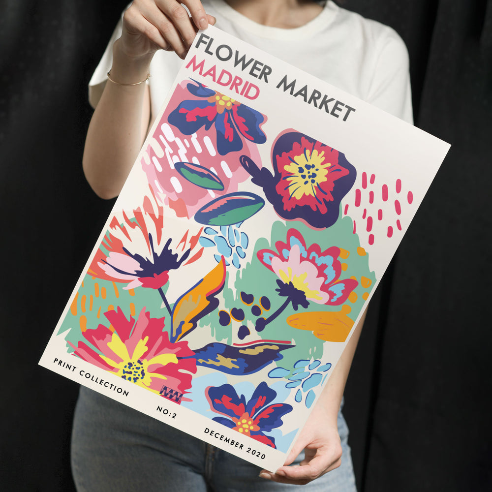 Madrid Floral Pop Metal-Poster