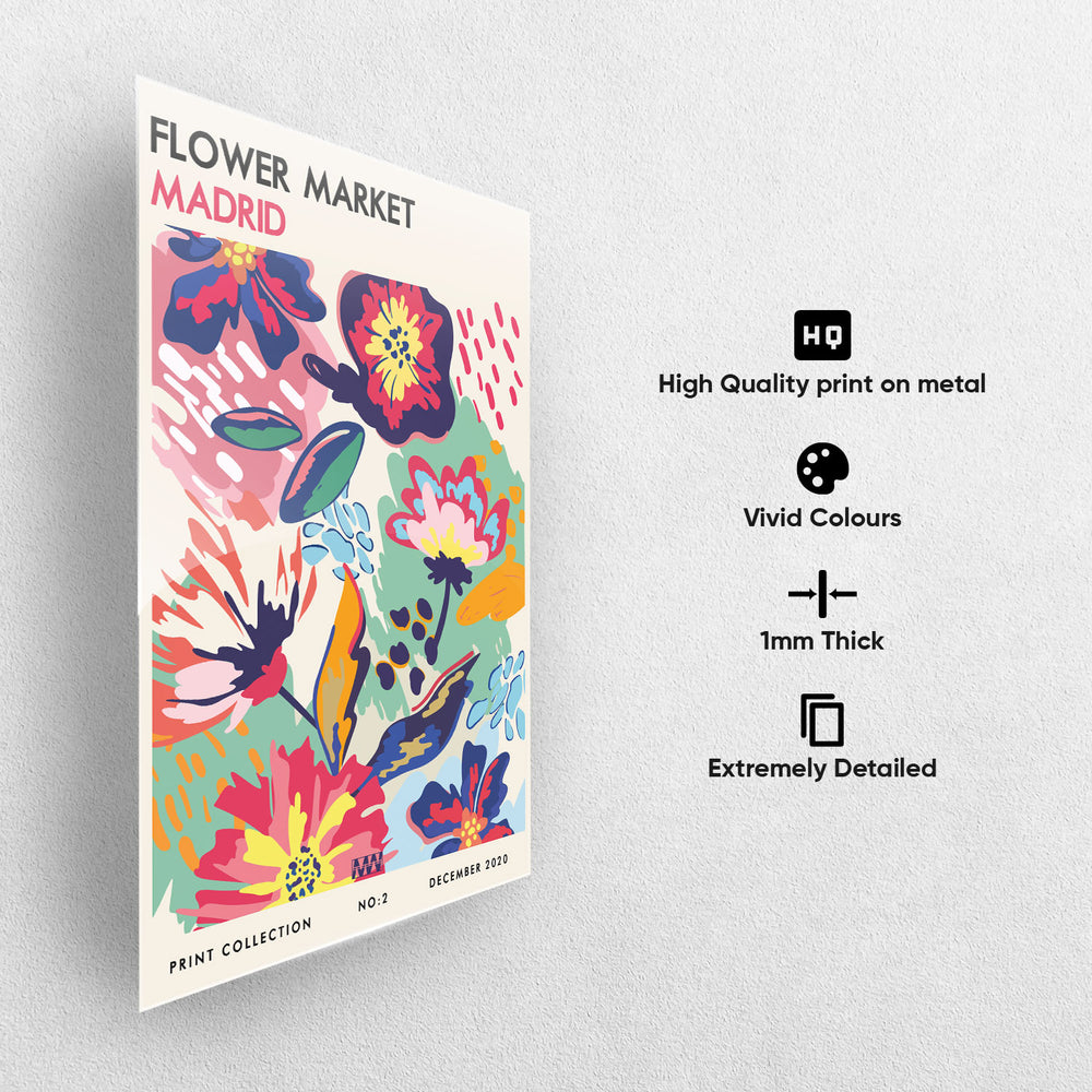 Madrid Floral Pop Metal-Poster
