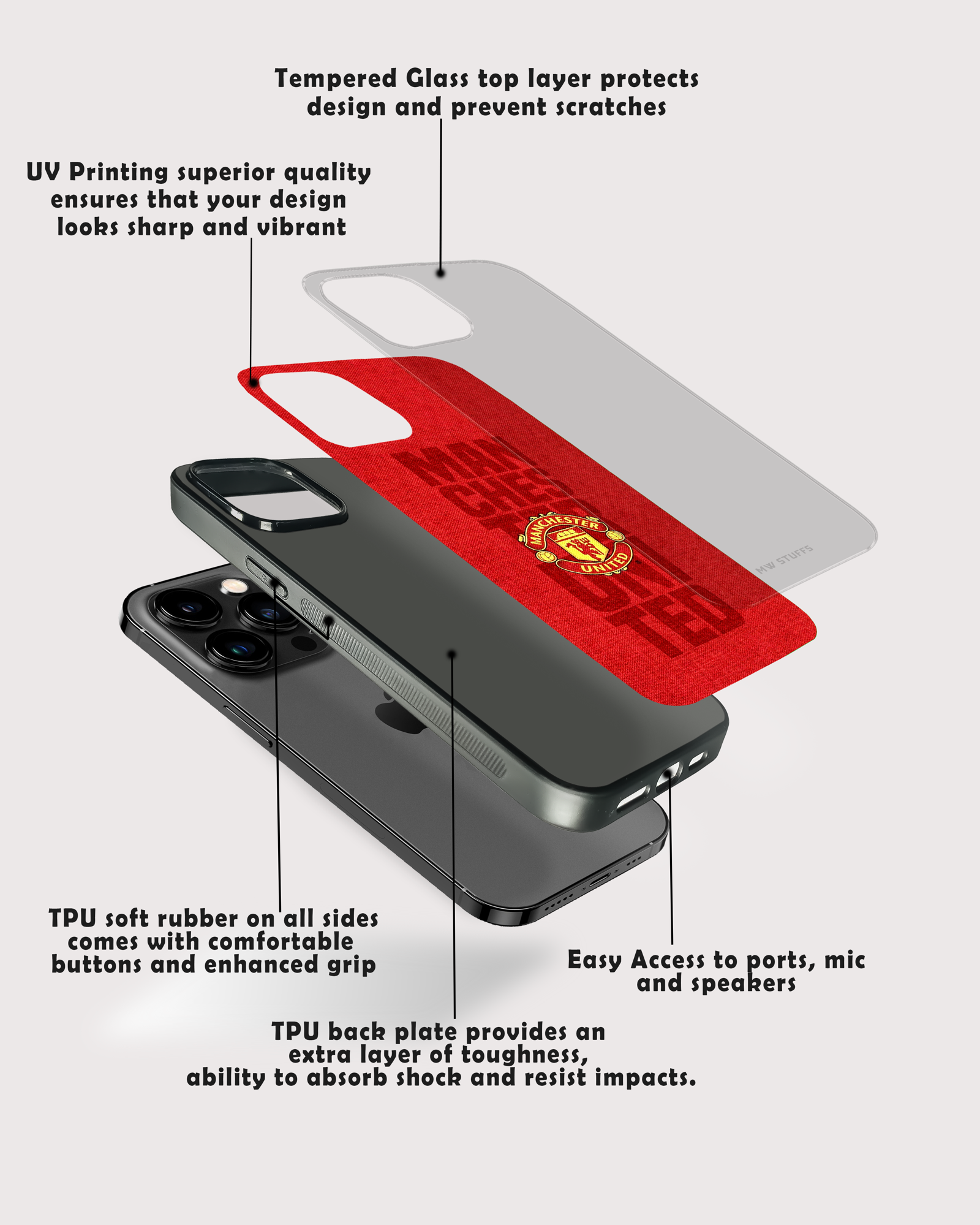 Manchester United Logo Red Glass Case -  - MW Stuffs - 