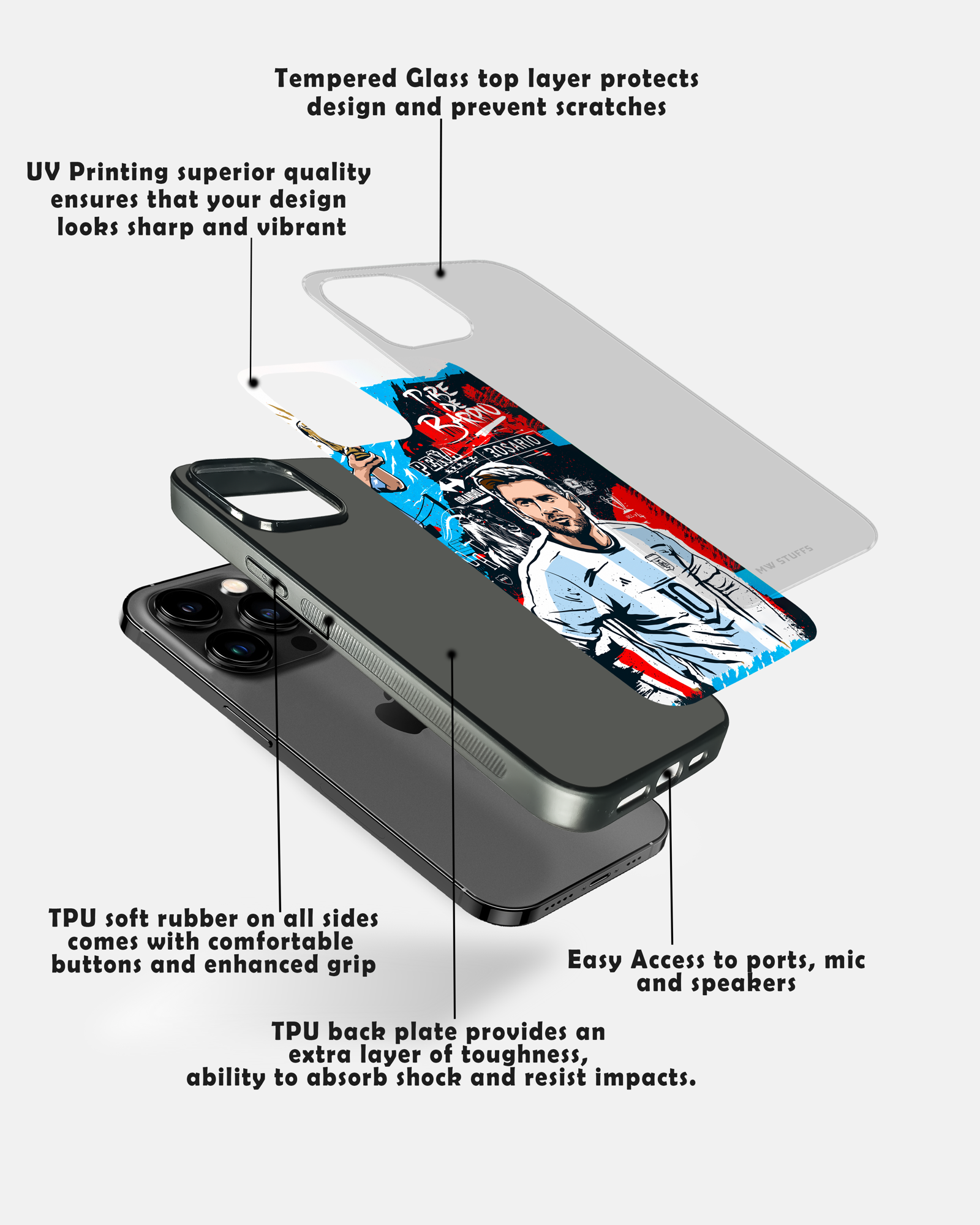 Messi Poster Art Glass Case -  - MW Stuffs - 