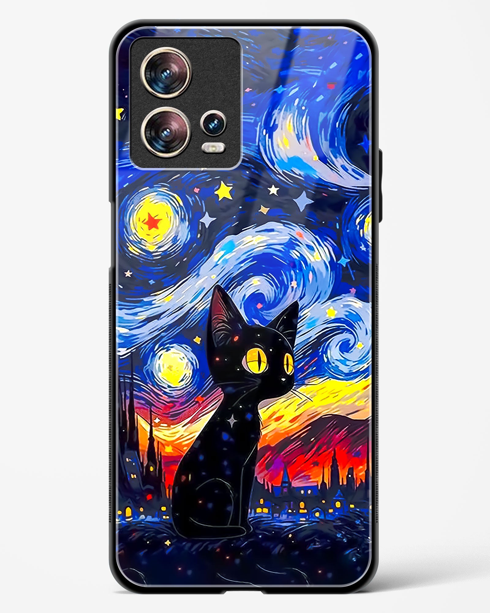 Midnight Meow Glass Phone Case-Motorola Edge 30 Fusion
