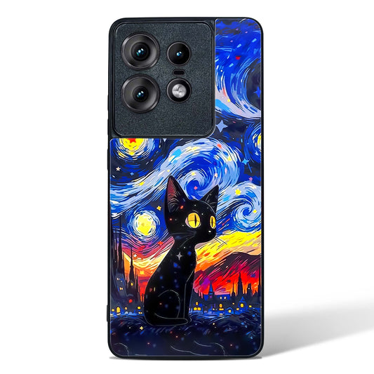 Midnight Meow Glass Phone Case-Motorola Edge 50 Pro