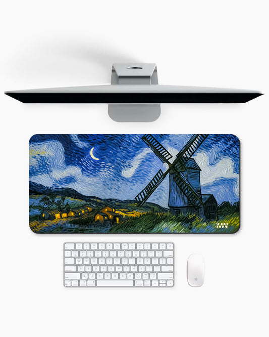 Midnight Windmill Van Gogh's Dreamscape Deskmat