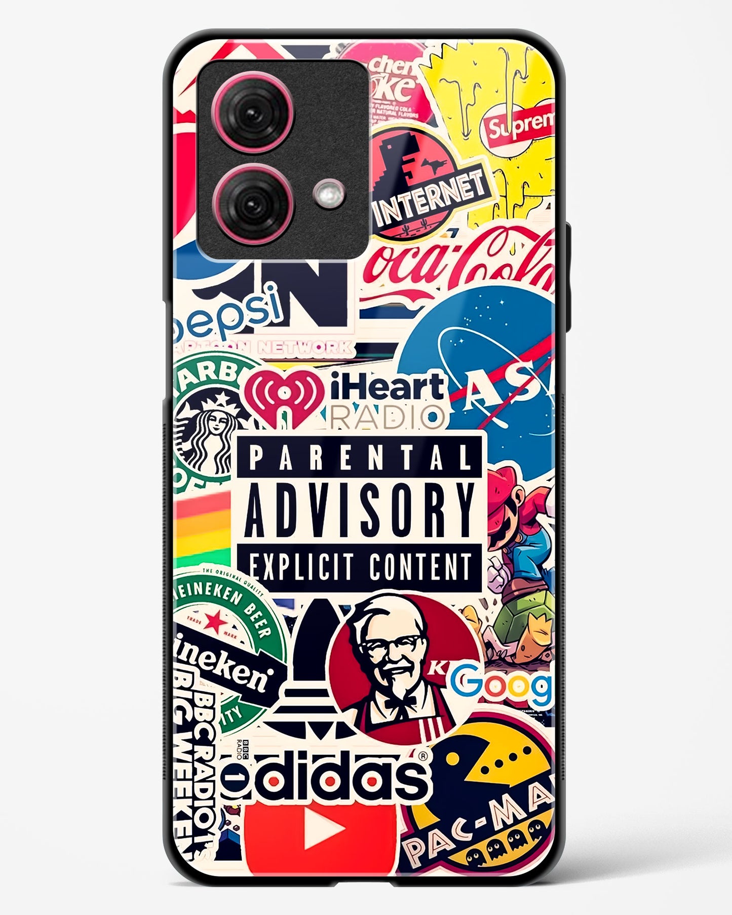 Mixed Brand Stickers Glass Phone Case-Moto G84 5G