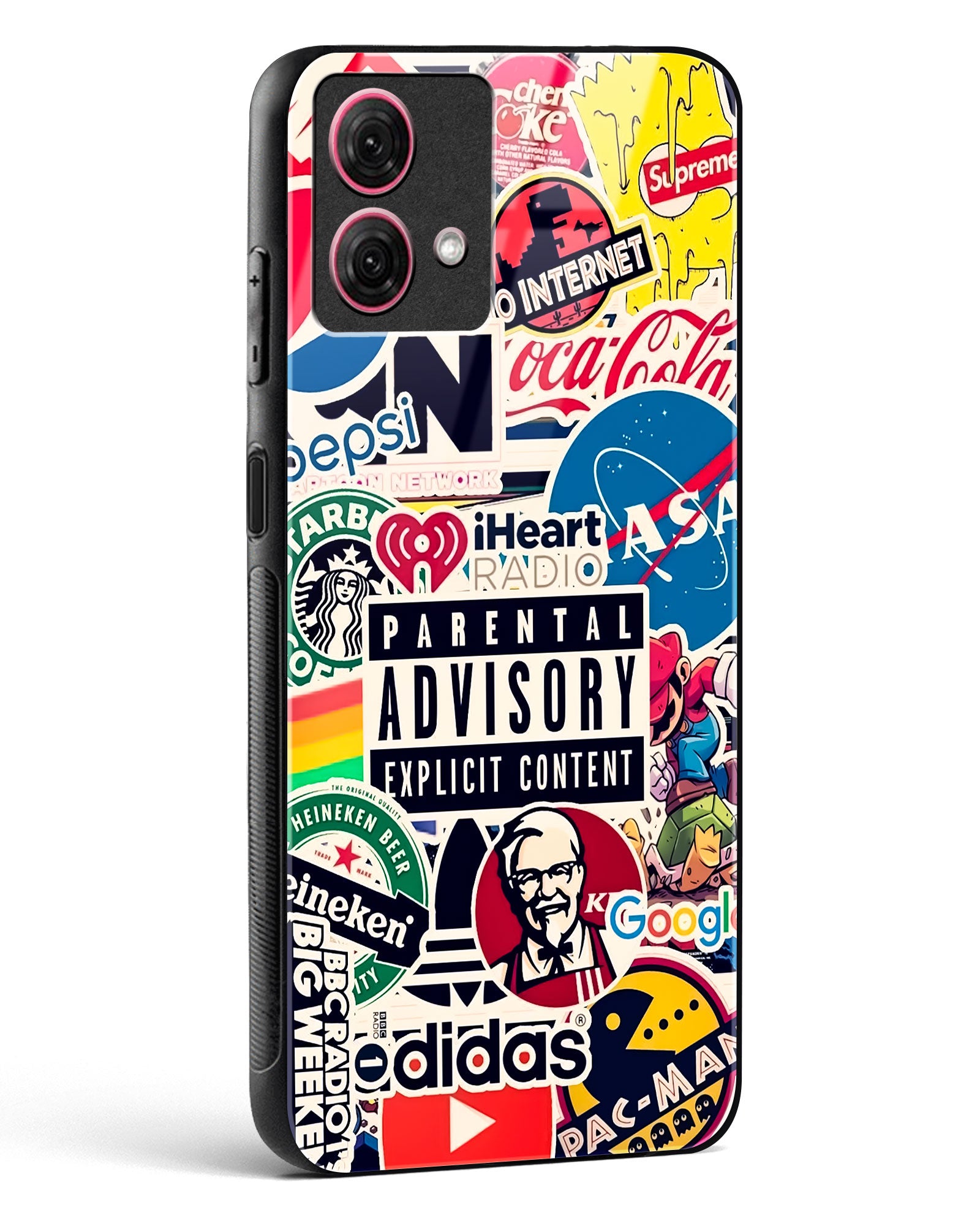 Mixed Brand Stickers Glass Phone Case-Moto G84 5G