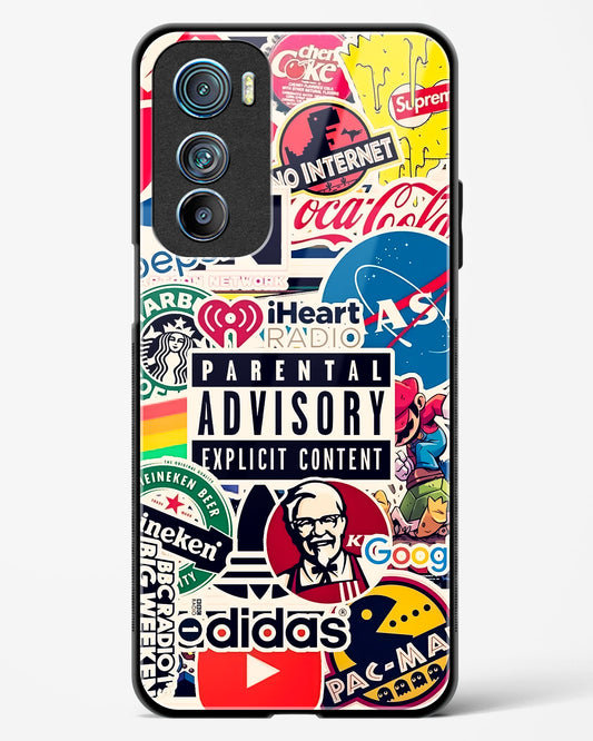 Mixed Brand Stickers Glass Phone Case-Motorola Edge 30