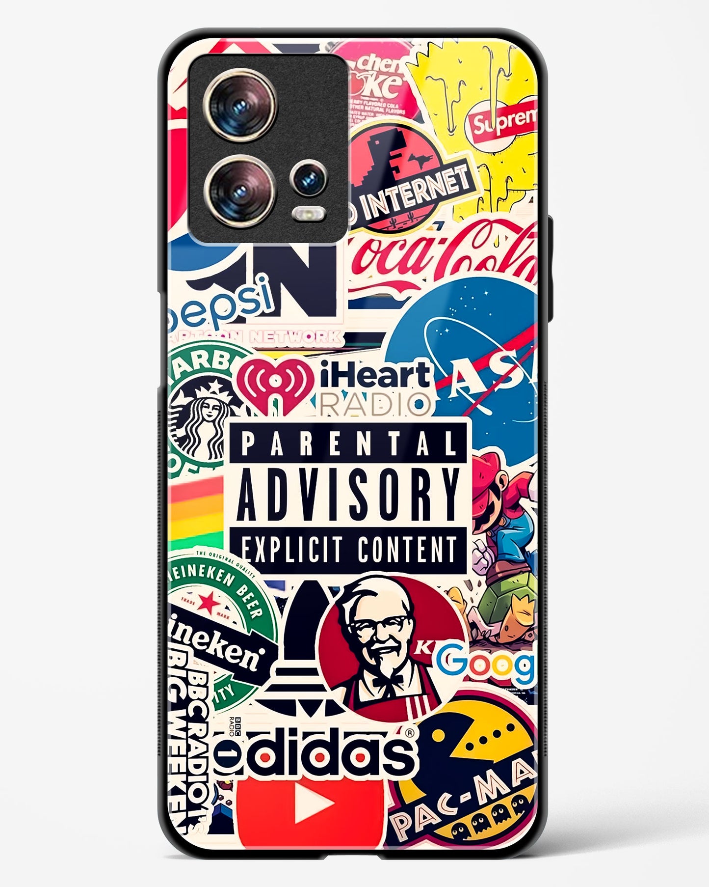 Mixed Brand Stickers Glass Phone Case-Motorola Edge 30 Fusion