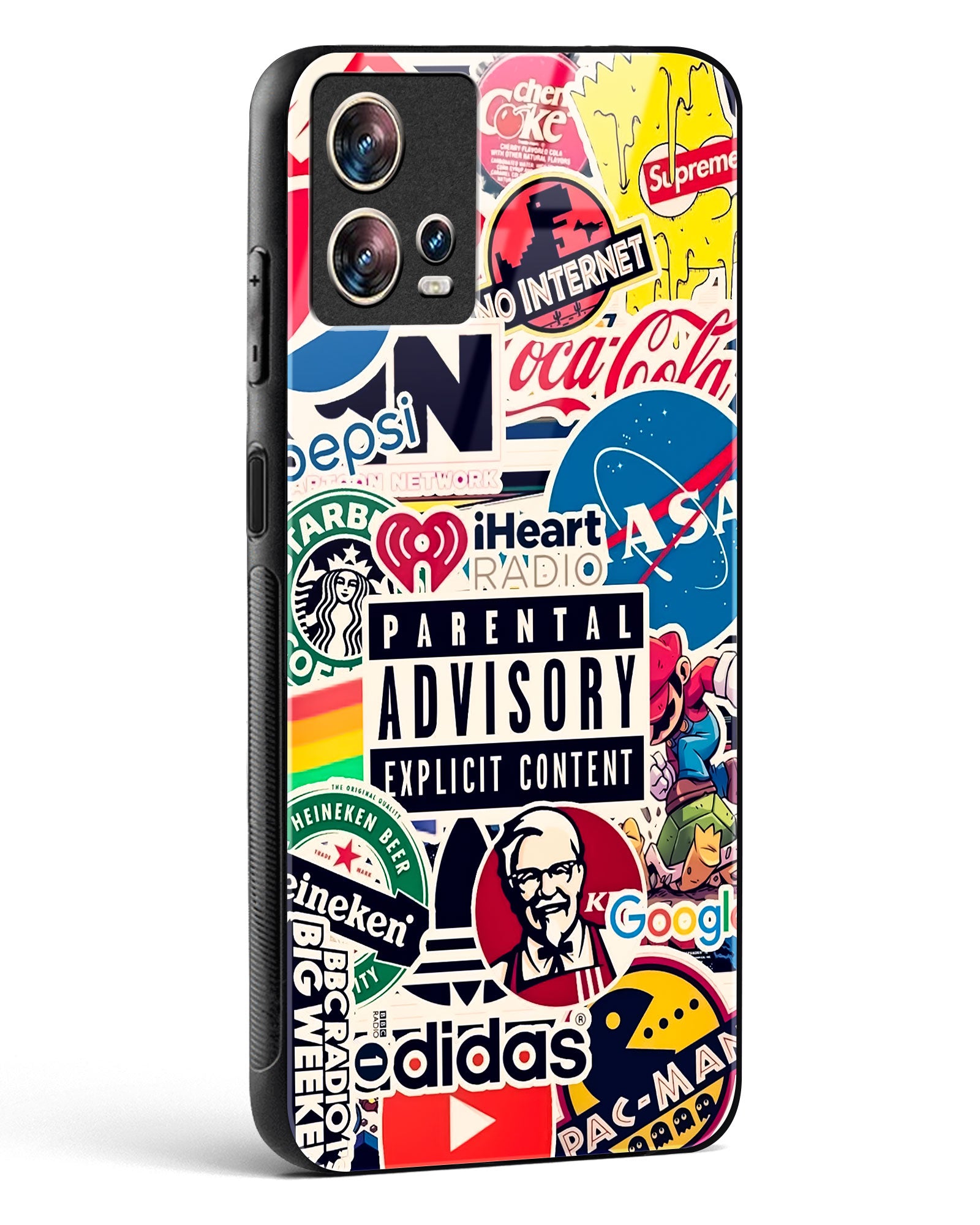 Mixed Brand Stickers Glass Phone Case-Motorola Edge 30 Fusion