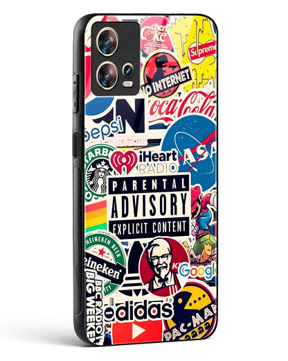 Mixed Brand Stickers Glass Phone Case-Motorola Edge 30 Fusion