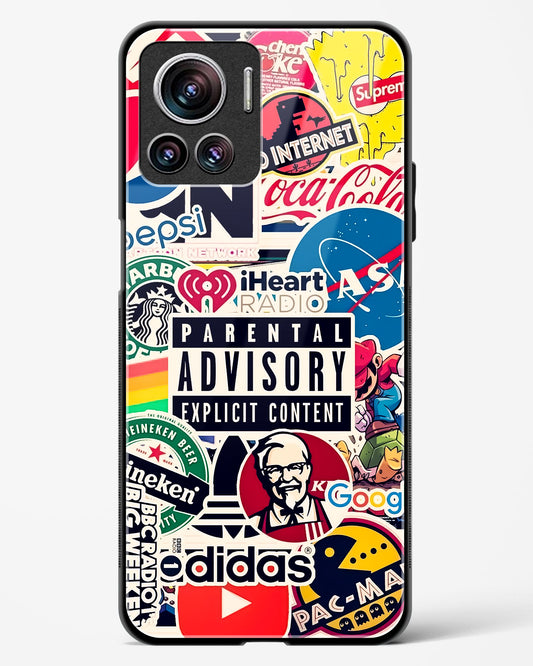 Mixed Brand Stickers Glass Phone Case-Motorola Edge 30 Ultra