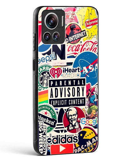Mixed Brand Stickers Glass Phone Case-Motorola Edge 30 Ultra