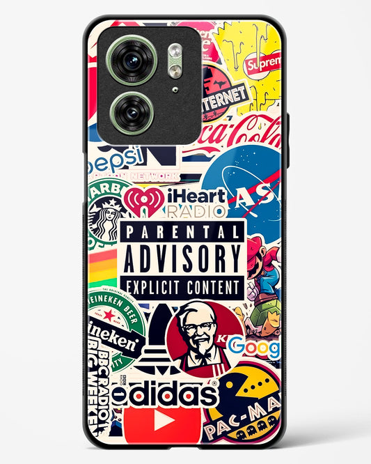 Mixed Brand Stickers Glass Phone Case-Motorola Edge 40