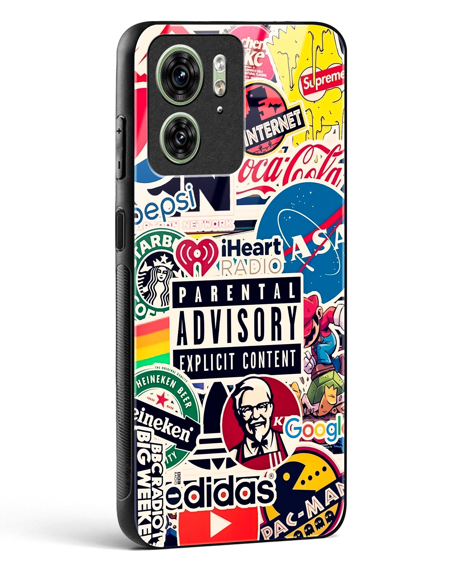 Mixed Brand Stickers Glass Phone Case-Motorola Edge 40