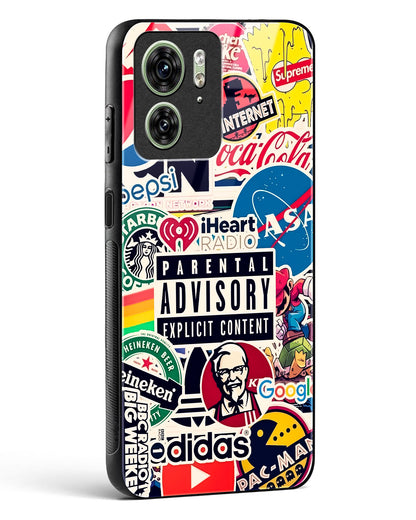 Mixed Brand Stickers Glass Phone Case-Motorola Edge 40