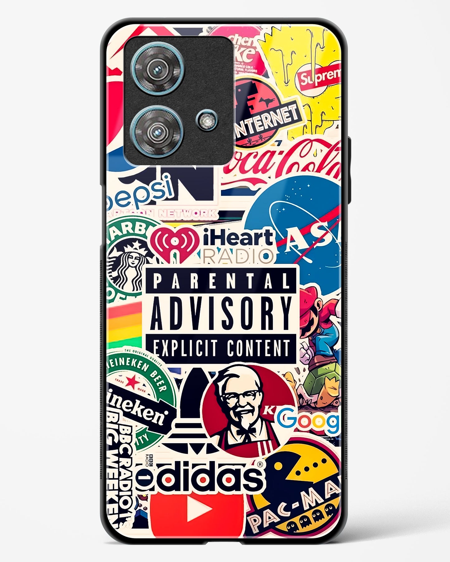 Mixed Brand Stickers Glass Phone Case-Motorola Edge 40 Neo