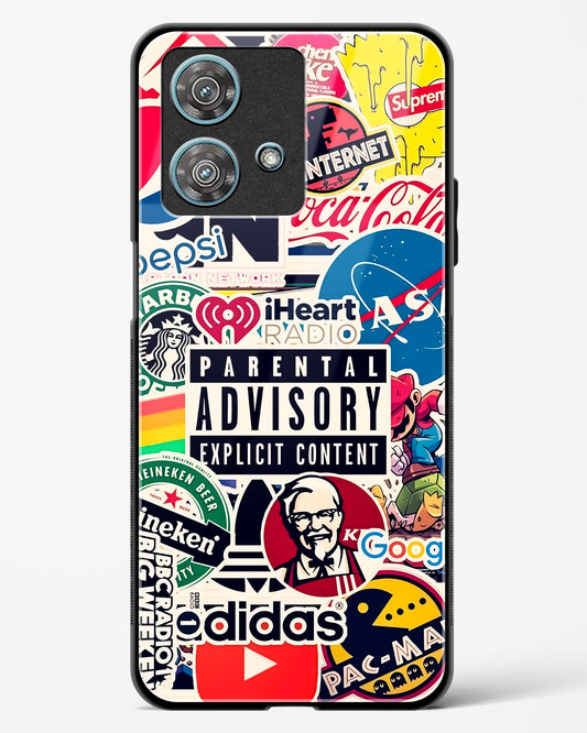 Mixed Brand Stickers Glass Phone Case-Motorola Edge 40 Neo
