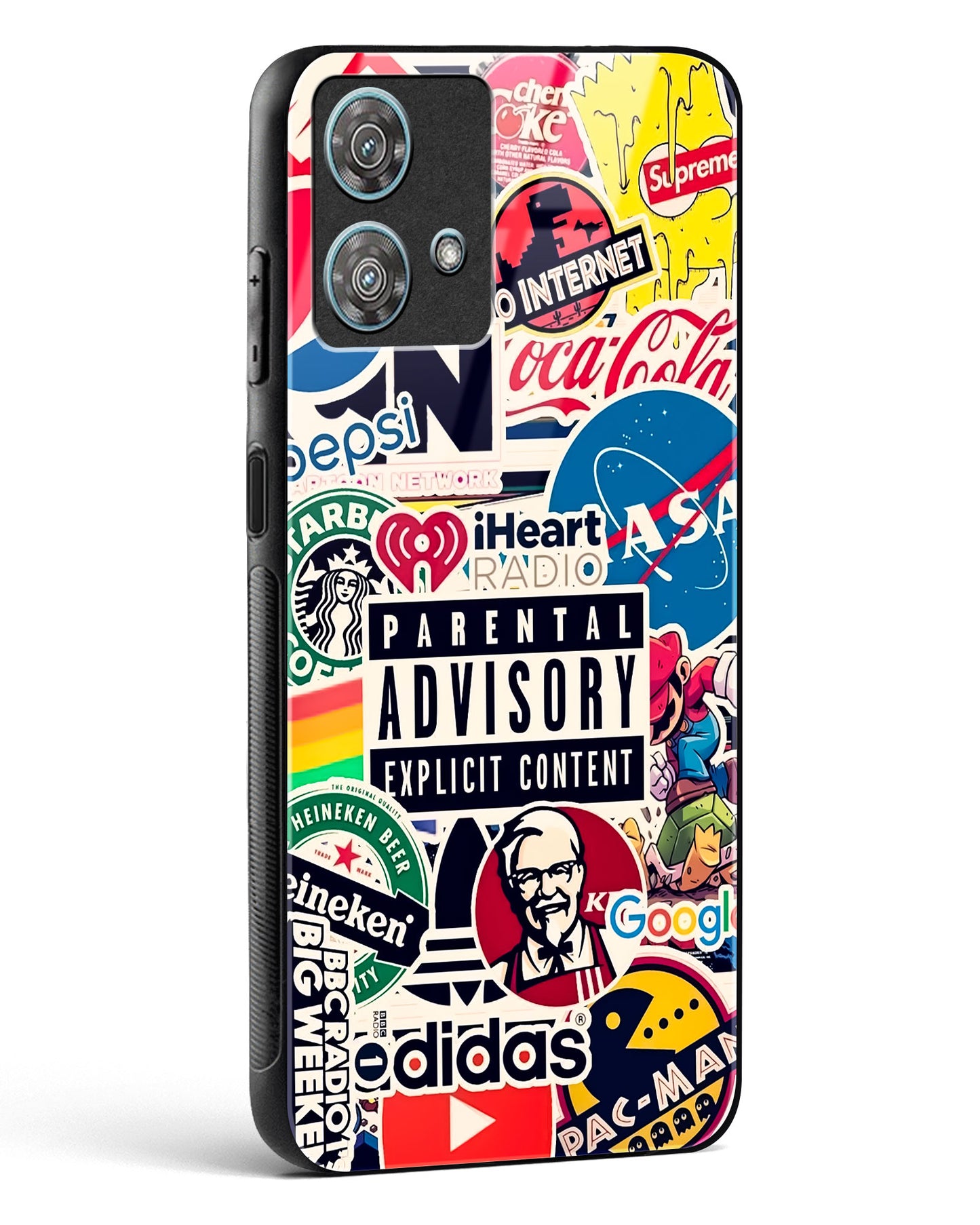 Mixed Brand Stickers Glass Phone Case-Motorola Edge 40 Neo
