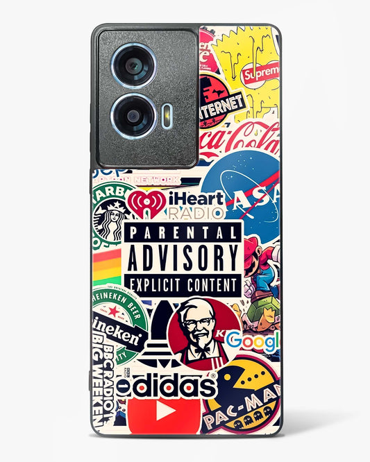 Mixed Brand Stickers Glass Phone Case-Motorola Edge 50 Fusion