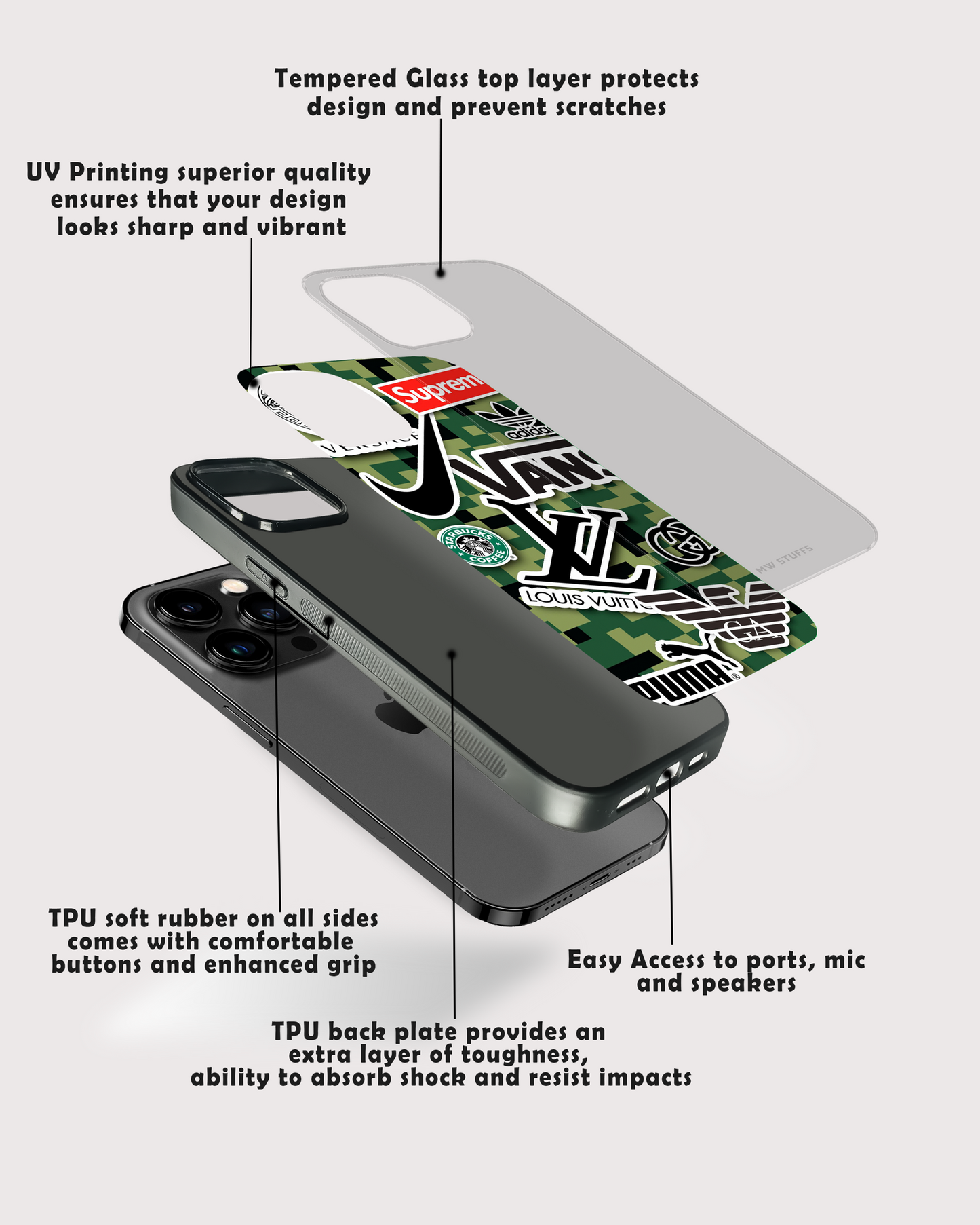 Mixed Brand Stickers Art Glass Case -  - MW Stuffs - 