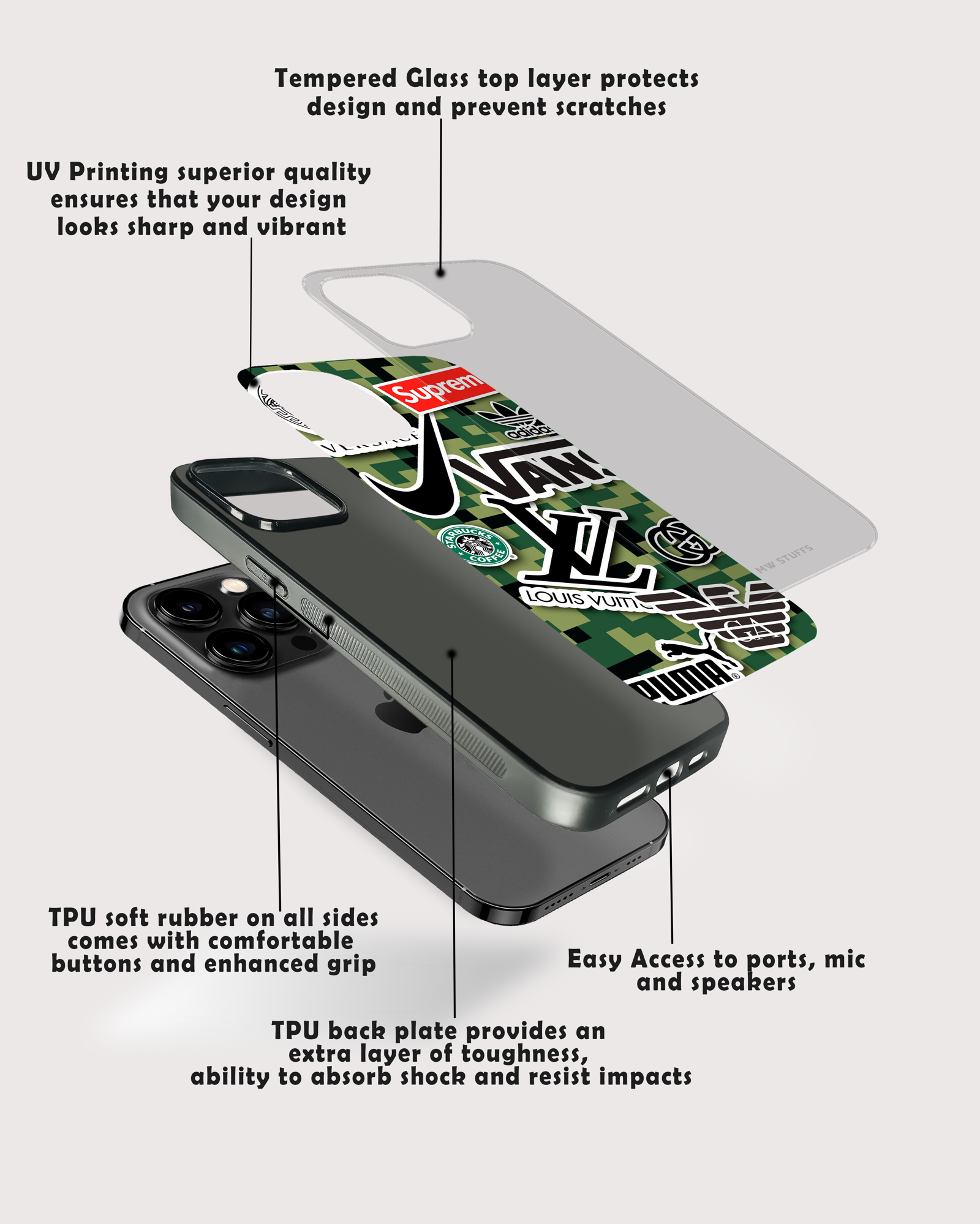 Mixed Brand Stickers Art Glass Case -  - MW Stuffs - 