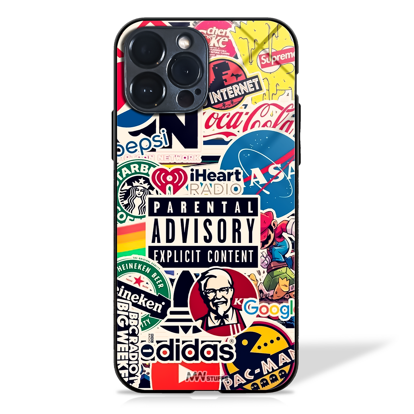 Mixed Brand Stickers Art Glass Case