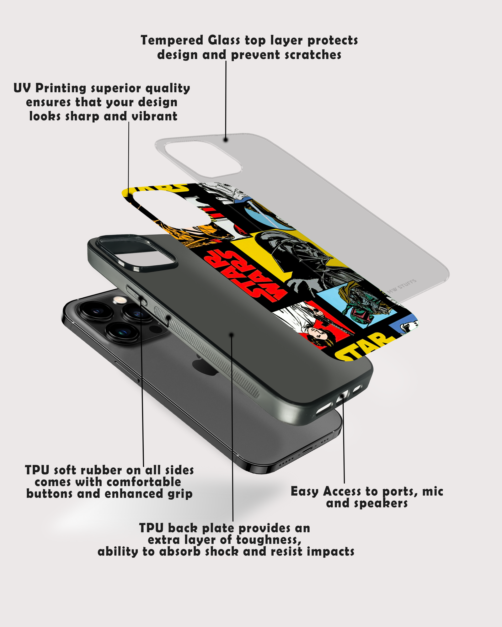 Mixed Stickers Art Glass Case -  - MW Stuffs - 