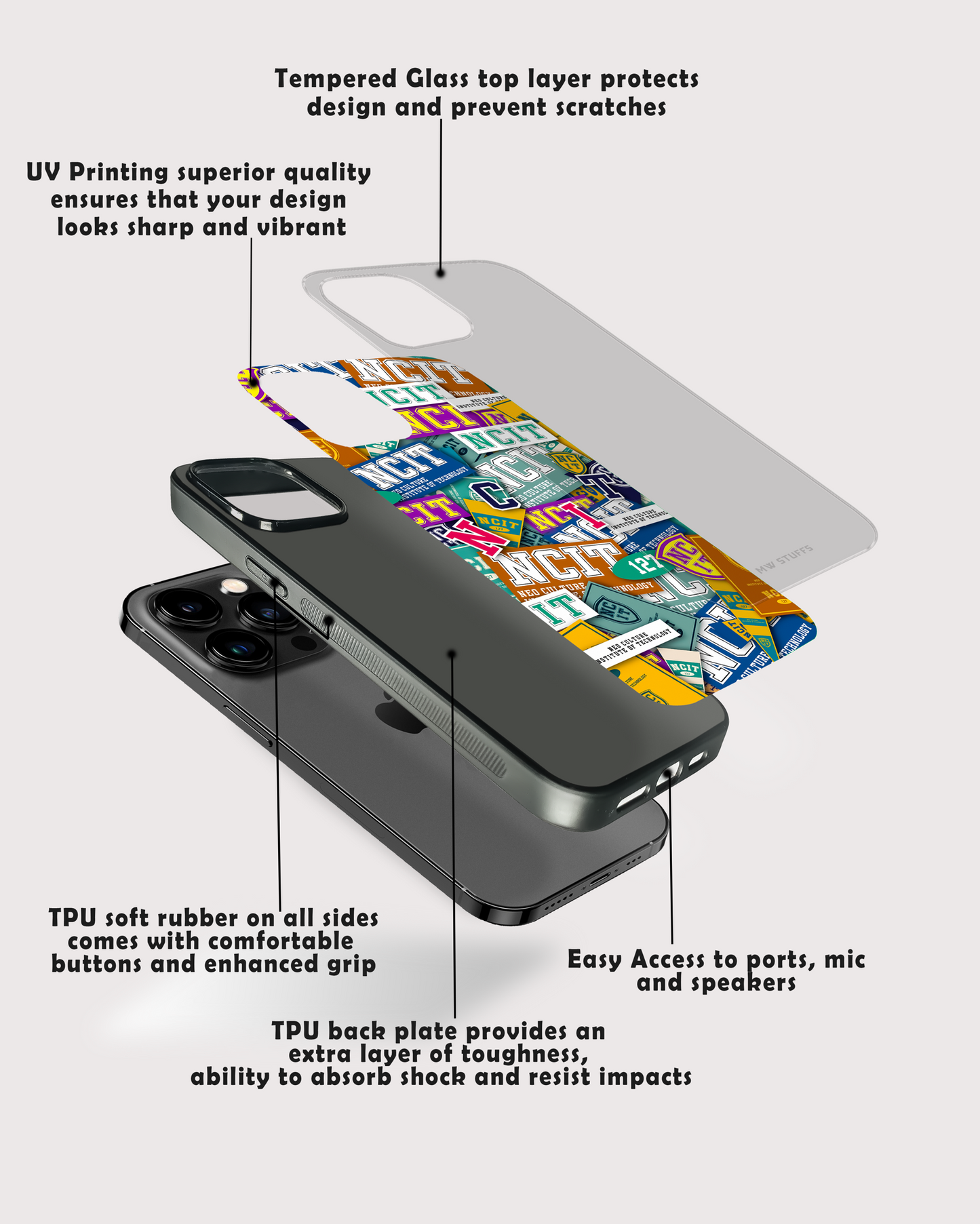 Mixed Stickers Art Glass Case -  - MW Stuffs - 