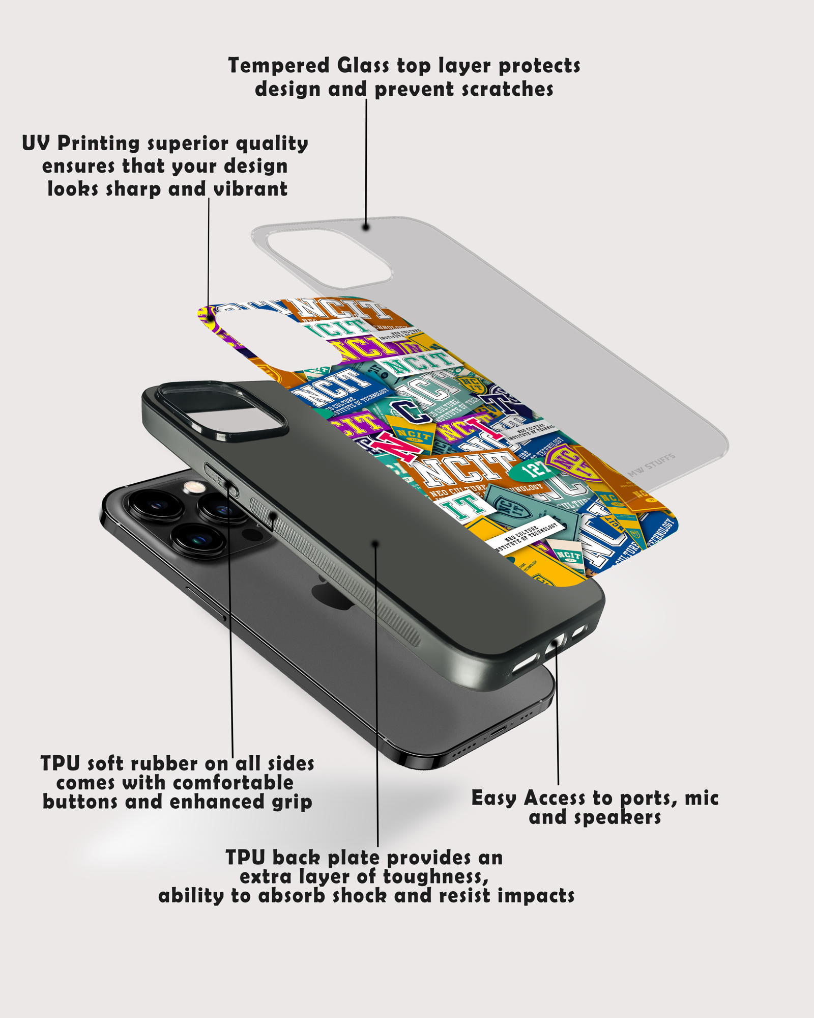 Mixed Stickers Art Glass Case -  - MW Stuffs - 