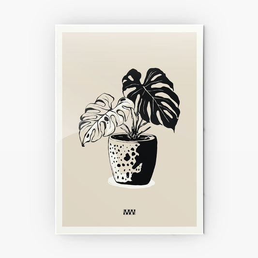 Modern Monstera metal poster