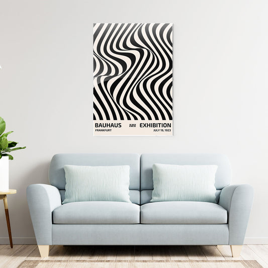 Monochrome Wave Flow Metal-Poster