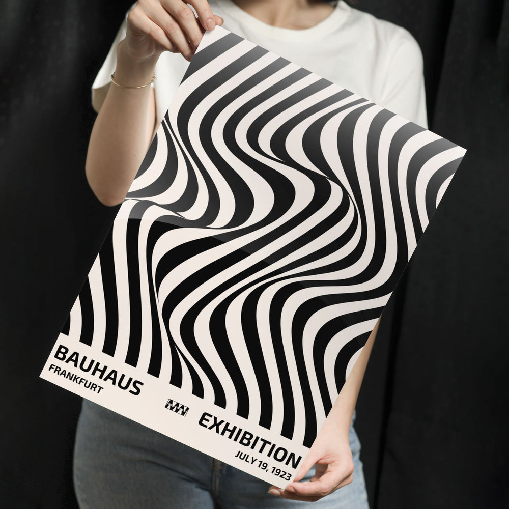 Monochrome Wave Flow Metal-Poster