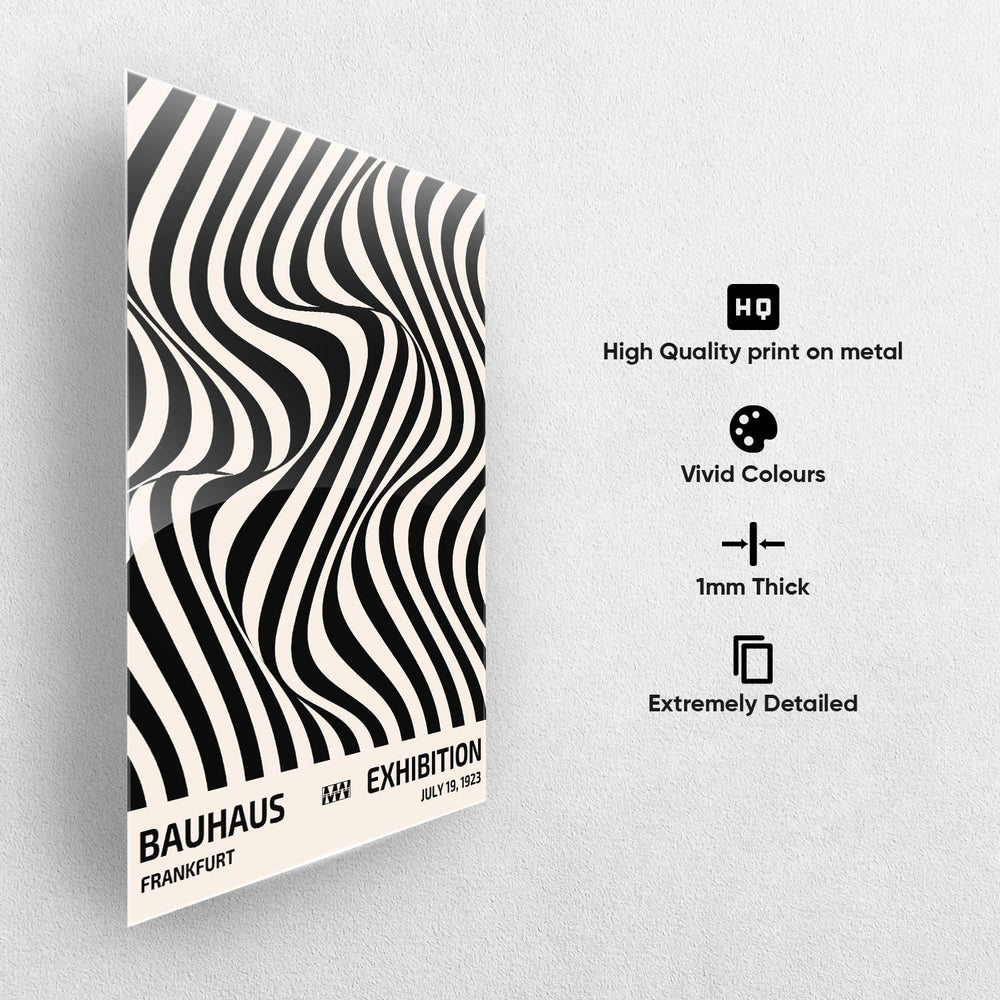 Monochrome Wave Flow Metal-Poster