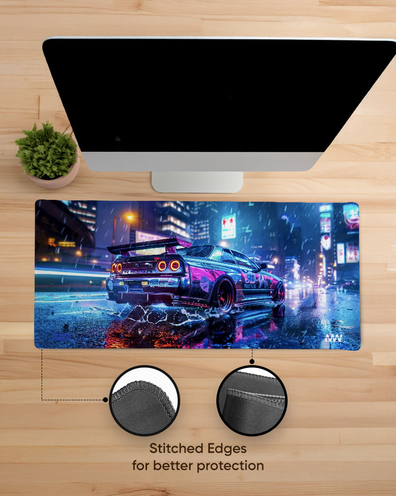 Neon Night Racer Deskmat
