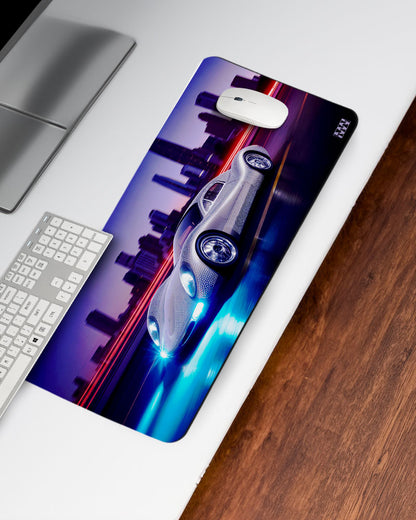 Neon Pursuit Midnight Streets Ahead DeskMat