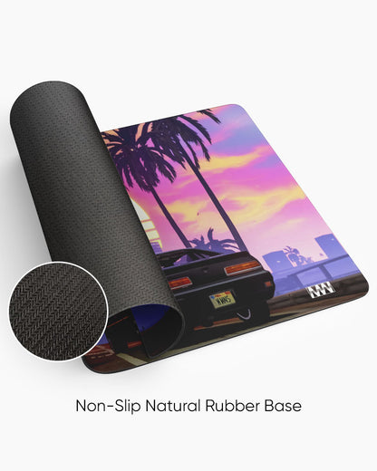 Neon Sunset Cityscape Deskmat