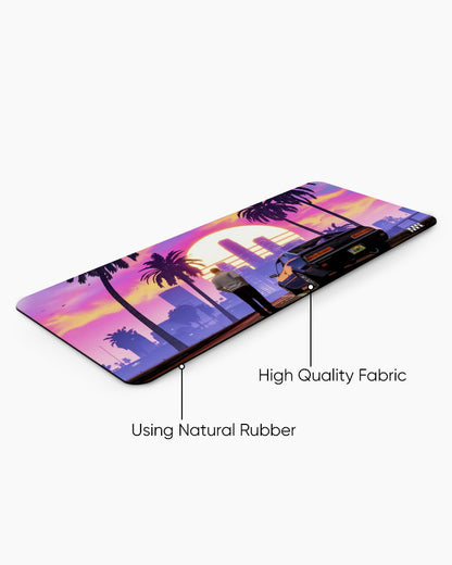 Neon Sunset Cityscape Deskmat