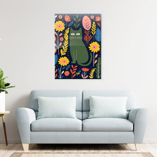 Nordic Night Cat Garden Poster