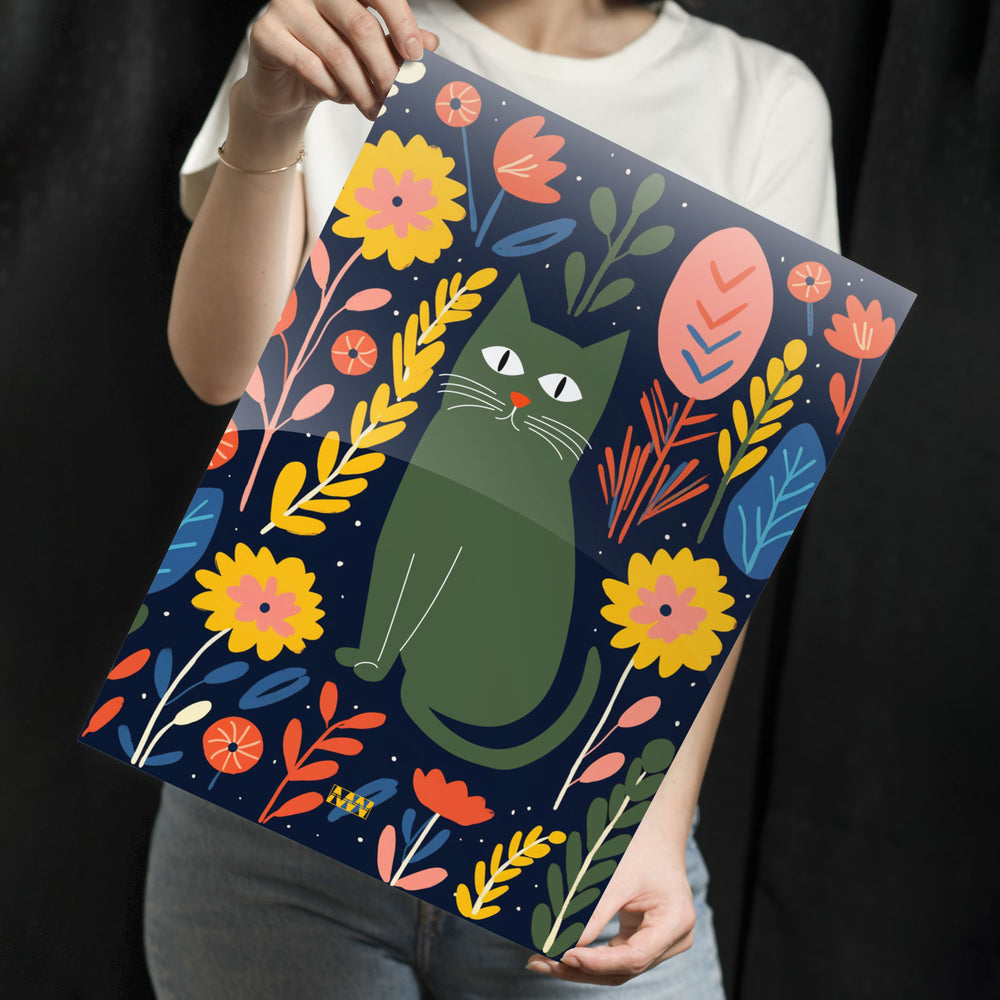Nordic Night Cat Garden Poster