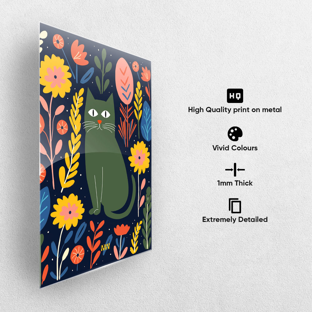 Nordic Night Cat Garden Poster