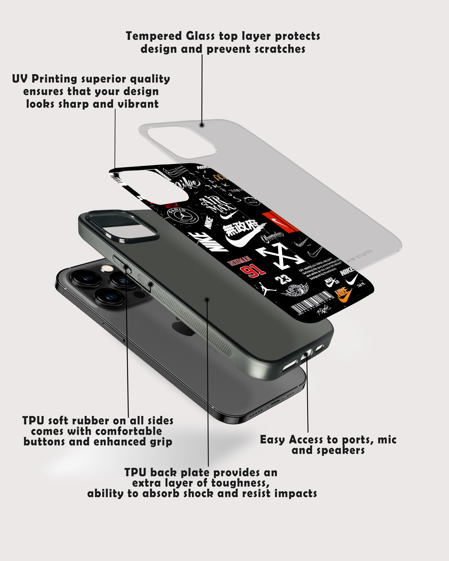 Off-White AIR Mixed Art GLASS CASE -  - MW Stuffs - 